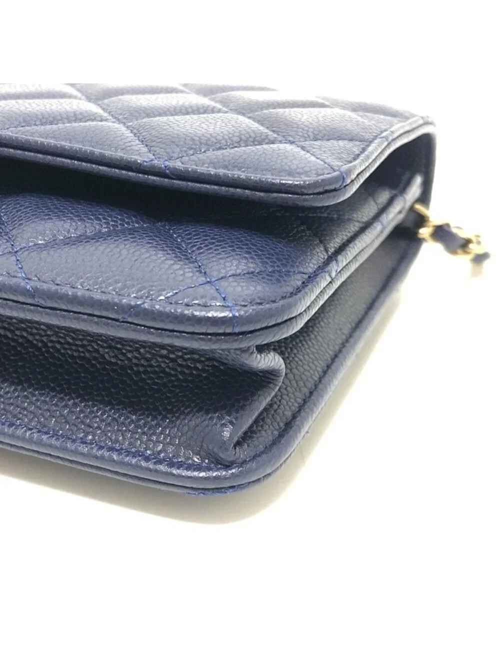 Chanel Shoulder Bag CC Logo Classic Caviar Leather Blue